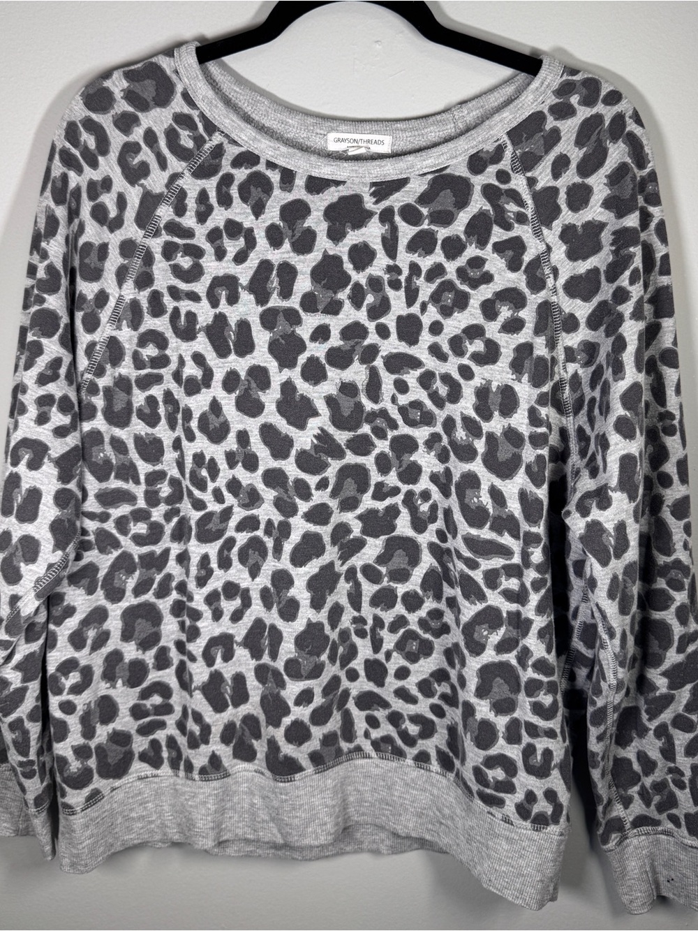 Grayson Threads Gray & Charcoal Leopard-Print Crewneck Sweater